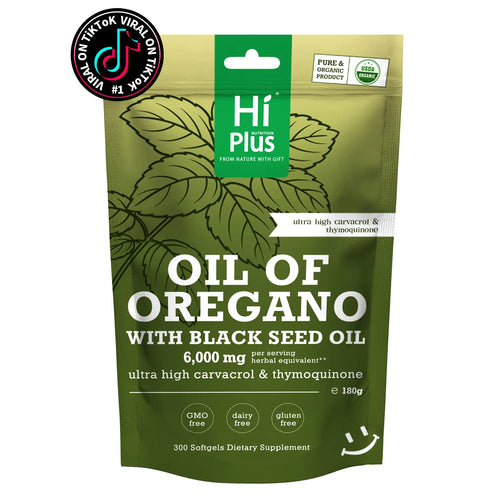Hiplus Oil of Oregano & Black Seed Oil 6000Mg Softgels 300Ct 20:1 Extract 165Mg Carvacrol Thymoquinone Non-Gmo Plant-Based Immune Support Organic Natural Supplement Gluten Free Supplement
