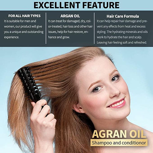 Cab'S Moroccan Argan Oil Shampoo and Conditioner Set for All Hair Types 16.9 Oz Color Protectant Oil Control Silicone Free Haircare Luxury Repair